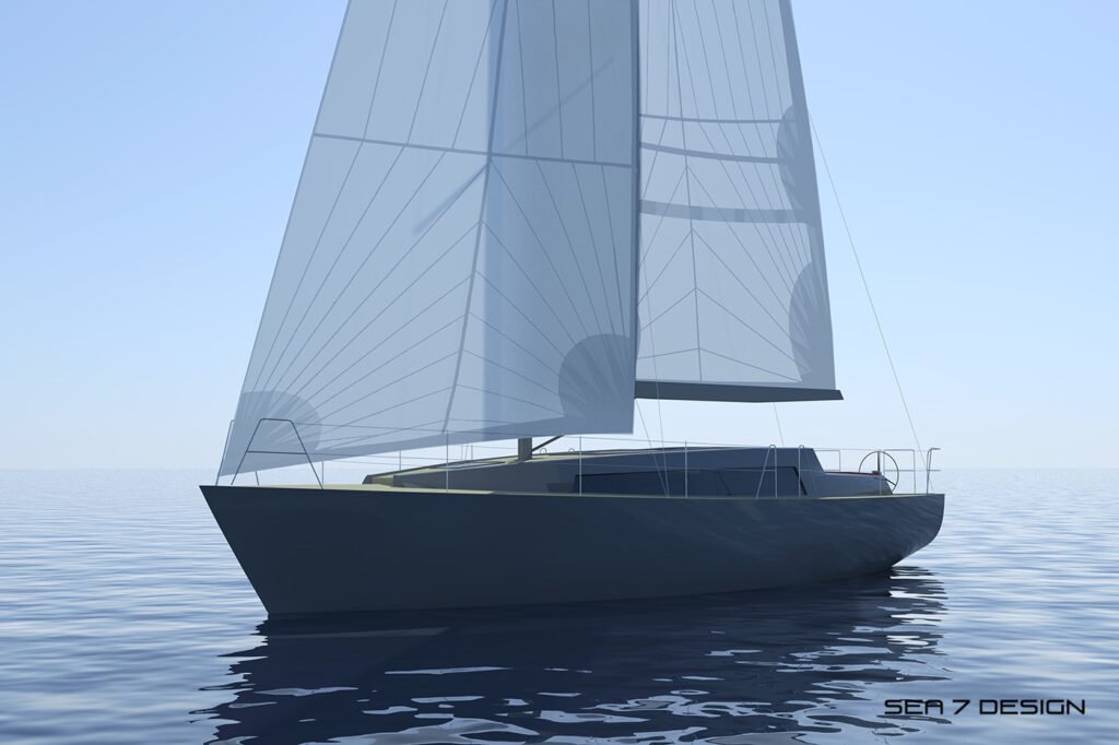 Sea sailing yacht sloop type exterior design