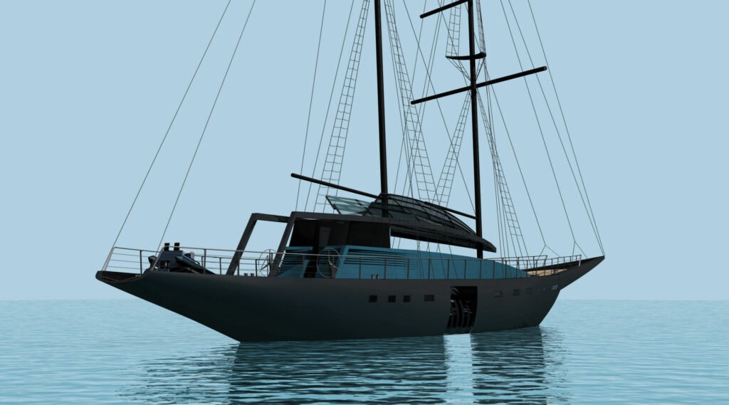 Tropical Sailing Yacht for Diving exterior design aft view